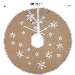 Christmas Tree Skirt 48 Inch White Snowflower Printed Tree Skirt Burlap Christmas Tree Skirt Christmas Decorations BT150