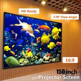 Projection Screens Foldable 16:9 Projector 60 72 84 100 120 150 Inch White Screen Edging TV Home Audio-visual