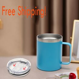 12oz 9 Styles Colourful Coffee Mugs With Handle Stainless Steel Tumbler Double Wall Vacuum Insulated Thermos Cups Home Supplies