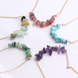 Summer Love Irregular Natural Stone Charm Pendant Necklace Fashion Gold Long Chain Necklace Women Collares Copper Chain Jewellery
