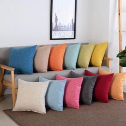 Solid Pillow Case Cover Linen Pillowcase Cover Simplicity Sofa Cushion Cover Car Pillow Covers Home Decor Size About 45*45cm BT305