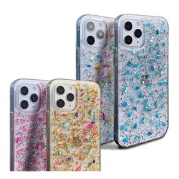 Fashion designer Colourful foil particles. transparent tpu pc cover case for iphone 11 12 pro X XS max XR 6 7 8 plus case