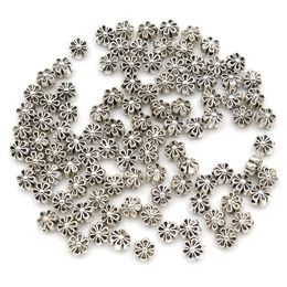 500pcs Antique Silver Plated Flower Spacer Beads Loose Beads for Making Bracelet Jewellery Accessories DIY Handmade Craft 6x4mm
