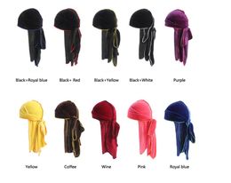 Hot New Unisex Velvet Durag Wave Caps Extra Long Tail and Wide Straps for Du-RAG Pirate Caps Make middle stitch on outside Hair Accessories