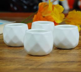 white Flowerpot Diamond Shape Geometric Cute Potted Plant Ceramics Flower Pot Home Decoration