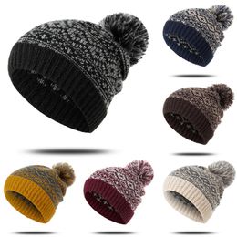 Casual Knitted Beanie Hat Women Autumn Winter Hat Print Skiing Plush Fashion Warm Winter Hats Knitted Cotton Women