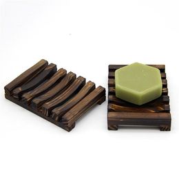 11*8*2.5cm Natural Wooden Bamboo Soap Dish Tray Holder Storage Soap Rack Plate Box Container for Bath Shower Plate Bathroom