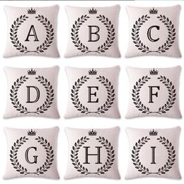 English Letter Initials Pillow Case Cover Linen Cotton Pillowcase Cover Sofa Throw Pillow Covers Car Pillow Covers Supplies 26 Designs BT261