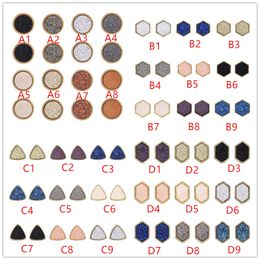 Mixed styles druzy drusy earrings gold plated Oval Hexagon Geometry faux natural stone resin earrings for women jewelry