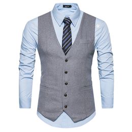 Män västar kostym V-nacke Business Vest Bröllop Formell Gilet Homme Men Classic Vest Waistcoat Coletes Kingsman Costume S-XXL