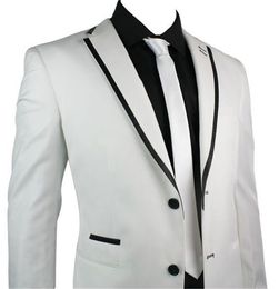 Custom Made Groomsmen Notch Lapel Groom Tuxedos White Men Suits Wedding/Prom/Dinner Best Man Blazer ( Jacket+Pants+Tie) K540