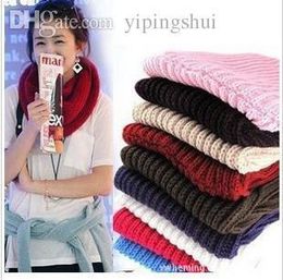 Wholesale-Fashion Women Warm Knit Neck Circle Wool Blend Cowl Snood Long Scarf Shawl Wrap