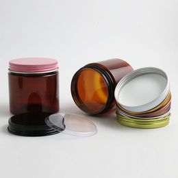 High Quality 30pcs Empty 200ml 200cc Big PET Cream Jar Pot Amber Brown Plastic Packaging Container Bottle