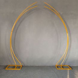 2pcs/set Wedding Arch Gold Iron Frame Wedding Decoration Stage Background Door Road Lead Moon Arch Birthday Party Supplies