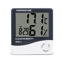 LCD Digital Alarm Clock Home Temperature Humidity Meter HTC-1 Indoor Outdoor Hygrometer Thermometer Memory Weather Station