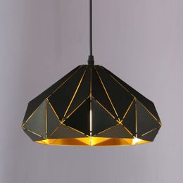 Nordic Retro Polygon perforation Iron art Pendant Lights Kitchen Living Room Suspension Luminaire E27 Led Home Lighting