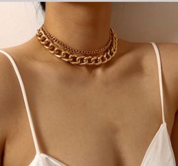 Hip Hop Chunky Short Choker Necklace for Women Punk Layered Cuban Link Chain Necklace 2020 Fashion Statement Neck Jewelry