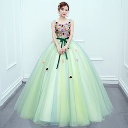 2018 New Arrival Cabdy Colour Sweet Evening Dress Princess Ball Gown Bow Fresh Flower Cut-out Fashion for Formal Performance