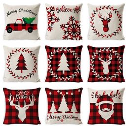 Christmas Pillowcase Cover Linen Cushion Covers Santa Claus Printed Cushion Cover Home Pillowcase Cover Supplies 33 Designs BT389