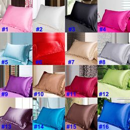 Fashion Satin Ice Silk Pillowcase Glamour Rectangle Pillow Case Cushion Home Sofa Car Decor Bright Pillow Covers 48*74cm HH9-3212
