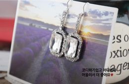 Bohemian Earrings for Women Jewellery Fashion Big Dangle Crystal Drop Earrings Silver heart for Wedding Earrings