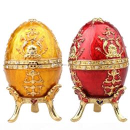-caja de la baratija de la joyería Sus huevos de Pascua Decoración de la vendimia de colección caja de huevo artesanía de metal regalo de cumpleaños de Navidad