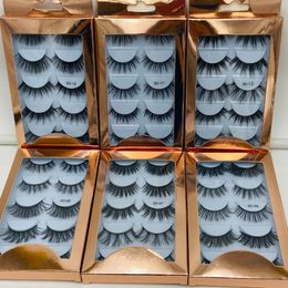 New arrival thick mink false eyelashes set 5 pairs natural long handmade fake lashes mink fur hair with laser packing drop shipping