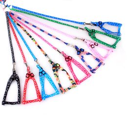 Dog Cat Collar Harness And Leash Adjustable Nylon Pet Peppy Dog Collar Print Pet Leash Rope Belt Dog Products 1.0*110cm DLH451