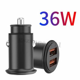 Metal Dual Usb Ports QC3.0 6A Car Charger Quick Charging Car chargers For iphone 7 8 11 Samsung tablet pc gps