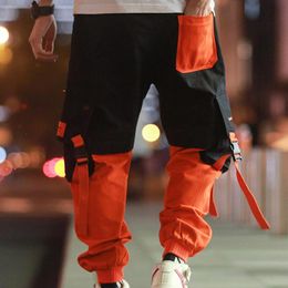 Men Punk Trousers Combat Hip Hop Patchwork Streetwear Jogger Long Harem Cargo Pants Sports Sweatpants Plus Size