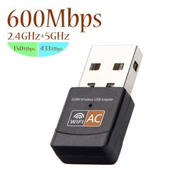 USB WiFi Adapter 2.4 GHz 5GHz 600 Mbps WiFi Antenna Dual Band 802.11b/n/g/AC Mini Wireless Computer Network Card Receiver