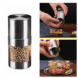 Pepper Mill Grinder Stainless Steel Manual Salt Portable Kitchen Mill Muller Spice Sauce Grinder Pepper Mill Home Kitchen Tool FFA4331