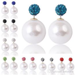 Earings for Woman Girl Double Pearl Fashion Jewellery Brincos Pendientes Round Earings Double Pearl Stud Earrings