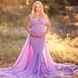 Maternity Photography Props With Cape Baby Shower Jersey Dress Long Train Stretchy Pregnancy Dresses