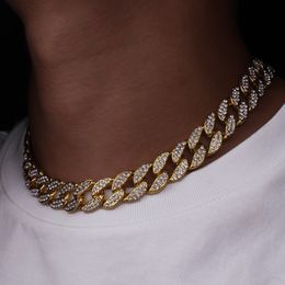 Karopel Iced Out Bling Rhinestone Golden Finish Miami Cuban Link Chain Necklace Mens Hip hop Necklace Jewellery 1618 2024 Inch