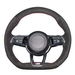 Hand-stitched DIY Black Suede Car Steering Wheel Cover for Audi TT (8S) 2014-2019 TTS 2014-2019 TT RS 2016-2019 R8 (4S)