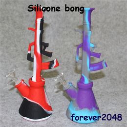 New arrive Silicone Beaker Bong Dab Rigs hookahs Water Pipe Bong Unbreakable Oil Rig shiasha hookah with 14mm Glass Bowl in stock
