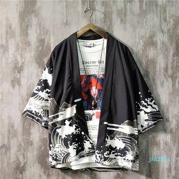 Heißer Verkauf Herren Kimono Japanische Kleidung Streetwear Casual Kimonos Sommer Herbst Jacken Harajuku Japan Stil Strickjacke Outwear für Männer