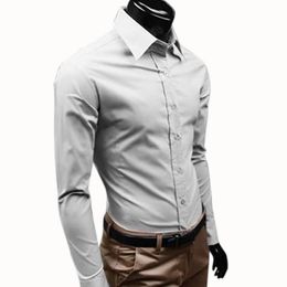 Men's Dress Shirts Men Business Shirt Plus Size Single Breasted Male Formal Blouse White Turn Down Collar Tops Autumn Long Sleeve Basic Mens