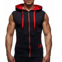 Male Bodybuilding Hoodies Fitness Clothes Hoody Cotton Hoodie Men Sweatshirts Men's Sleeveless Tank Tops Casual Vest