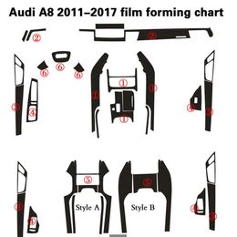 Car-Styling 3D 5D Carbon Fibre Car Interior Centre Console Colour Change Moulding Sticker Decals For Audi A8 D4 2011-2017224Q