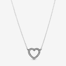 925 Sterling Silver Sparkling Open Heart Necklace Fashion Wedding Engagement Jewelry Making for Women gifts