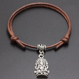 20pcs Lucky Ganesha Buddha Elephant charms Red wax String Cord Lucky Bracelets Bangle For Women Men Bracelet Fashion Jewellery