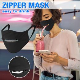 cotton face mask with zipper Easy to Drink Washable Reusable Mask Women Men Breathable Sports cloth Face Mask
