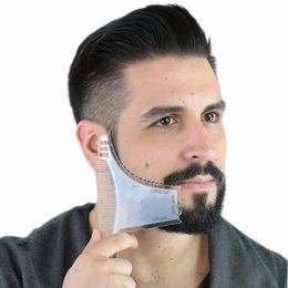 Beard Shaping Tool 8 in 1 Beard Comb Multiliner Beard Shaper Template Comb Kit Transparent Works with Any Razor1560102