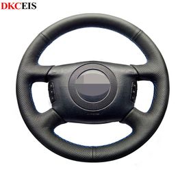 DIY Hand-stitched Black Soft Artificial Leather Steering Wheel Cover for Audi A6 (C5) A2 (8Z) Avant A8 (D2) S4 2003-2005