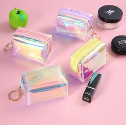 10pcs Girl PU Laser Holographic Cute Flap Transparent Min Coin Purse Mix Colour