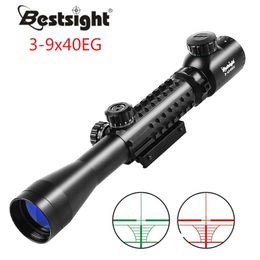 3-9x40EG Optic Hunting Riflescope With Red/Green Illuminated For Air Rifle Optics Hunting Sniper Scopes Sight w/Pair 21