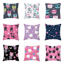 Home Furnishing Pillow Cover 45*45cm Living Room Sofa Lovely Cartoon Cat Cushion Cover Decorative Home Chair Throw Pillowcase VT1511