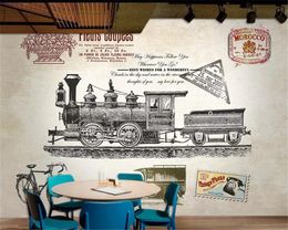 beibehang wallpaper 3d on the wall Custom vintage train letter bedroom wallpaper background wall wallpaper for walls in rolls